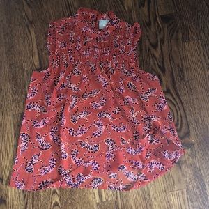 Red Animal Anthropologie Blouse